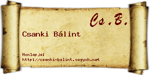 Csanki Bálint névjegykártya